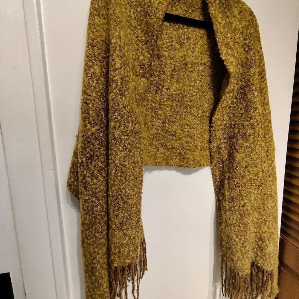 Cole Street Long Winter Scarf in Dressy Golds and Yellows. Unknown Fiber Soft